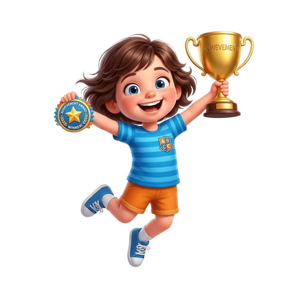 Happy successful child holding graduation scroll