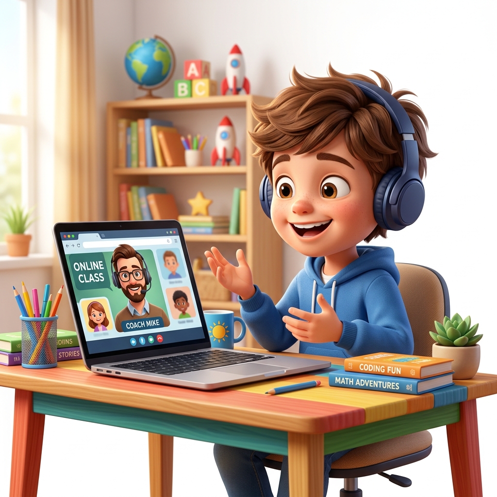 Children learning, speaking, writing, solving problems and using technology
